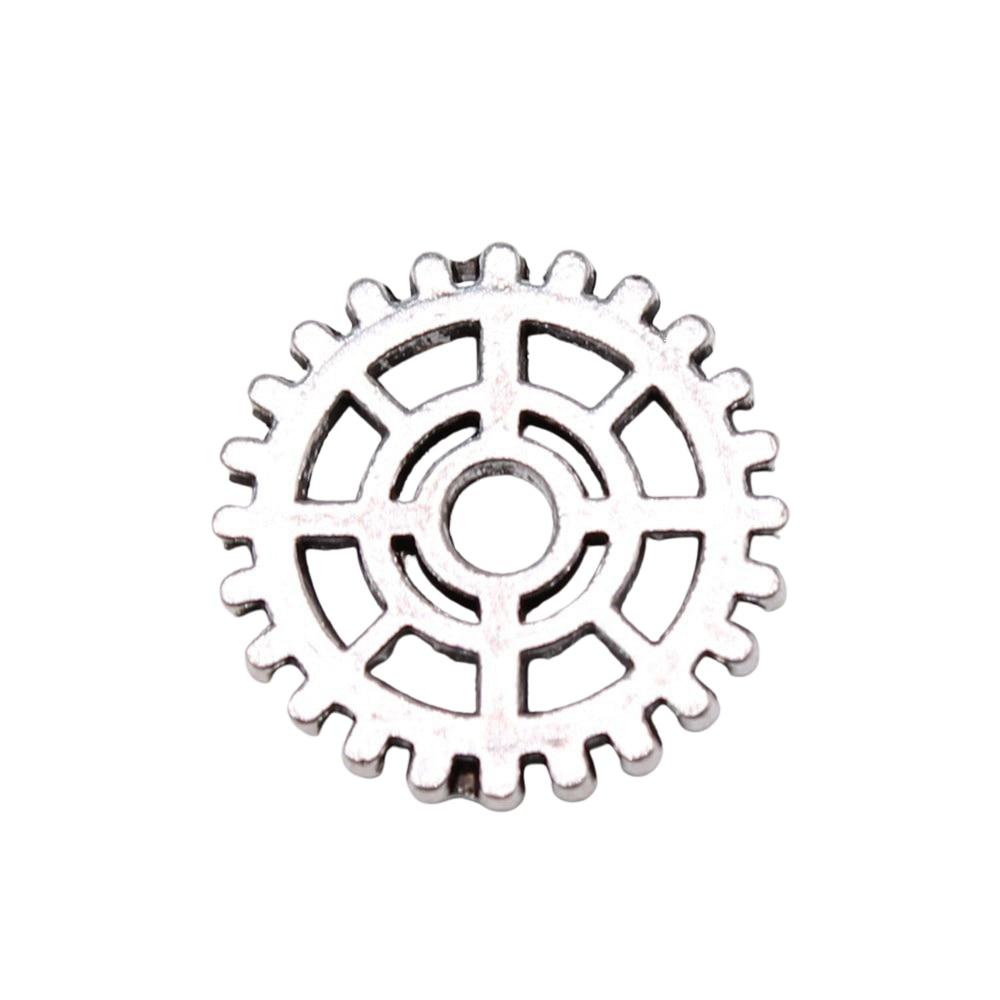 

10шт Gear Стимпанк Шармы Шармы Античное серебро Цвет Цинковый сплав 14X14mm