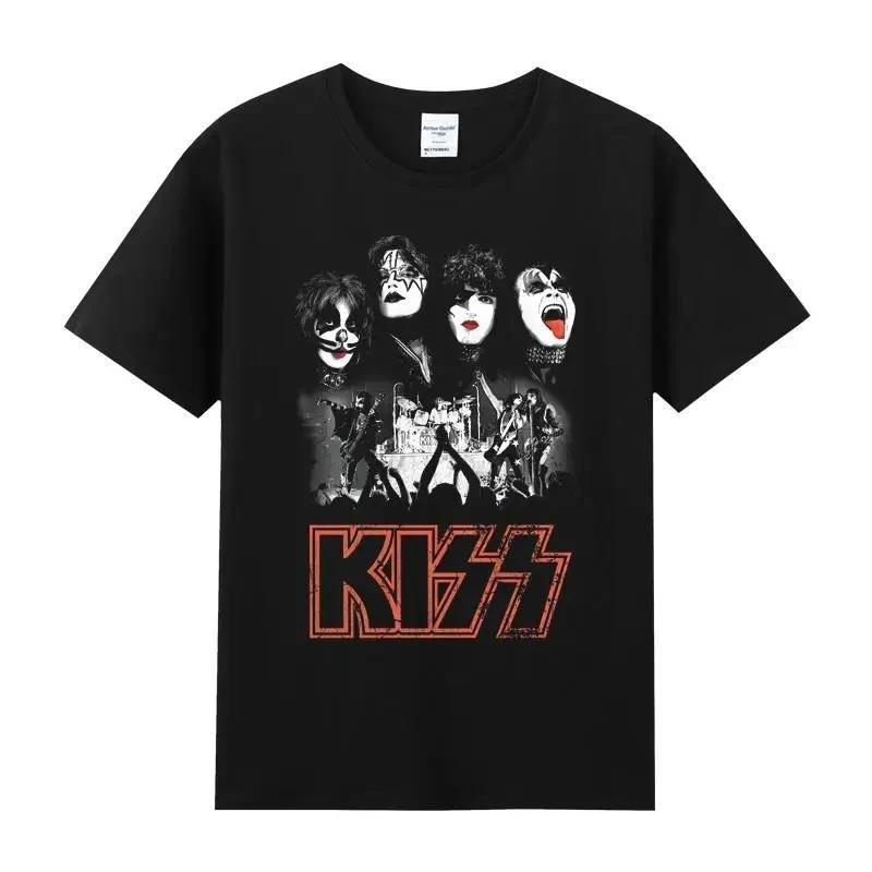 

Футболка Kiss Рок Метал Группа Принт хлопок круглый вырез короткий рукав мужская и женская мода уличный поп жареная уличная футболка XXXXXL небесно-голубой