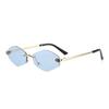 High-End Rimless Diamond-Shaped Sunglasses for Women - Retro Fashion with Leopard Metal Accent