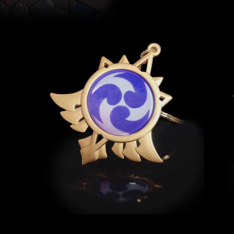 New Teyvat Vision Fontaine Water God Focalors Lyney and Lynette Keychain Luminous 7 Element Eye Of God Toy KeyRing