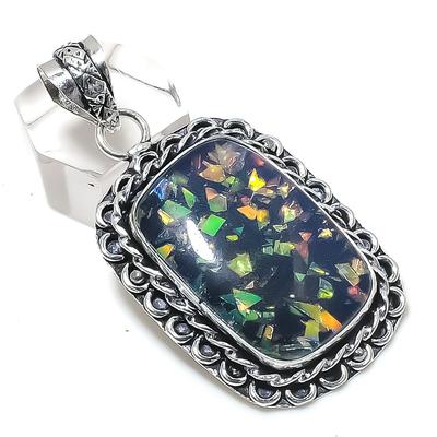 Natural Blue Triplet Opal 925 Sterling Silver Jewelry Pendant 2.21" a3M45