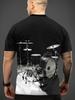Drum Set Graphic 3D Print Men's Round Neck Casual Tee | Summer Breathable Outdoor Fitness Wear | Stylish Comfortable Home & Gym Top | Perfect for