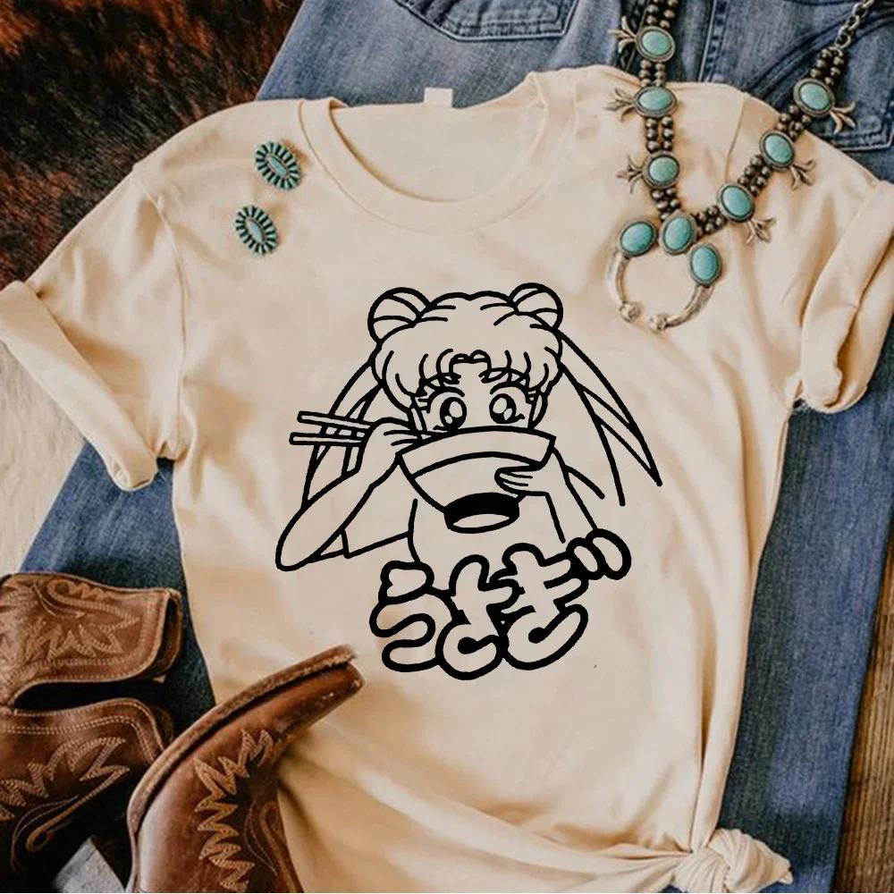 Moon Cat Tshirt Women Anime Harajuku Manga T-shirts Female Comic Graphic Japanese Clothes