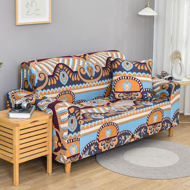 Potah na pohovku s potiskem Geometry Home Dekor Stretch Potahy na pohovku do obývacího pokoje Nešpinavé omyvatelné elastické pohovky