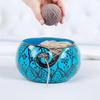 Ceramic Attractively Hand Painted Gorgeous Stoneware Yarn Ball Storage Bowl with Innovative Dispensing Curl  (Greek Blue, Medium)