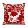 Christmas Pillow Case Linen Print Red Festive Home Cushion Living Room Cushion