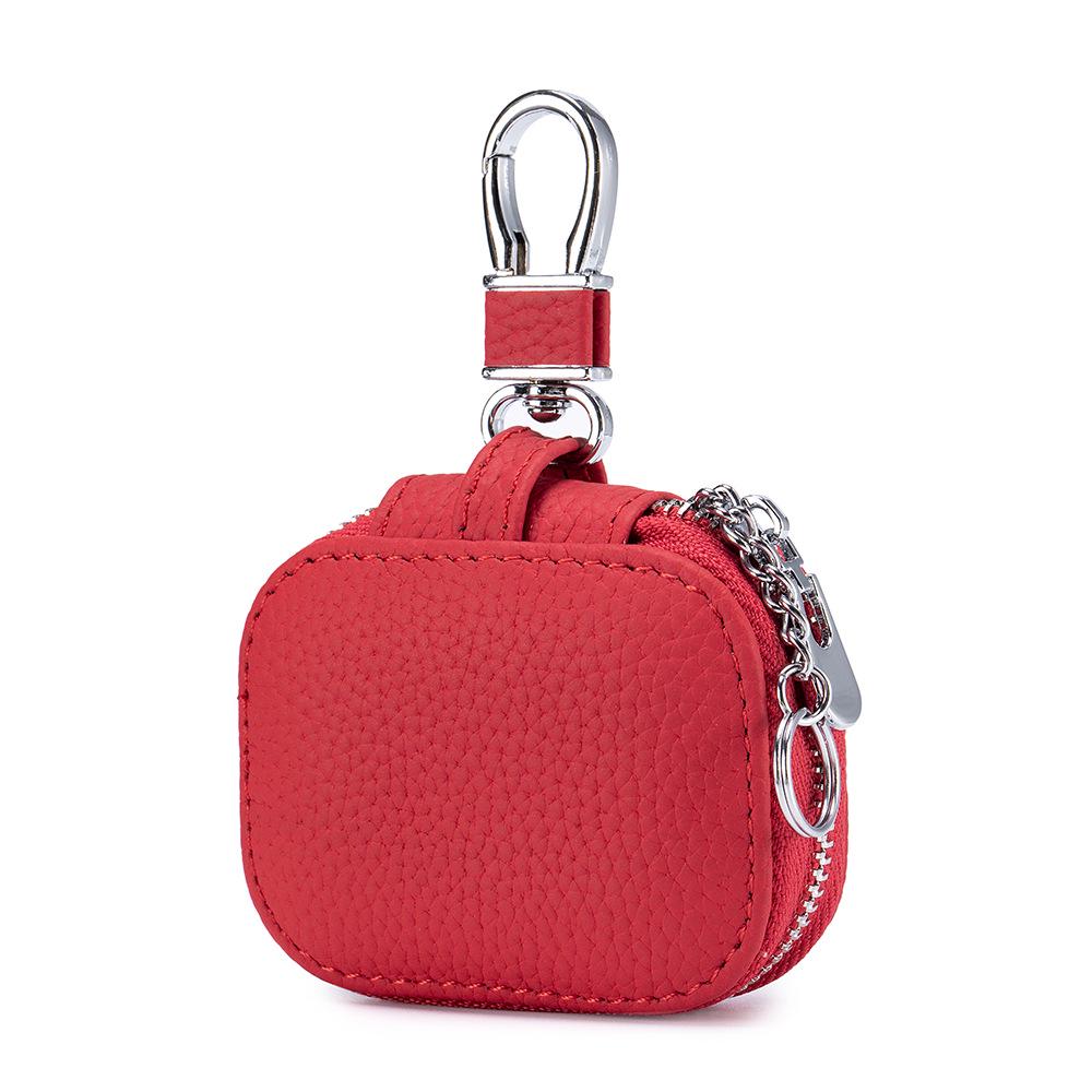 Genuine Leather Key Case with Bluetooth Earphone Pouch