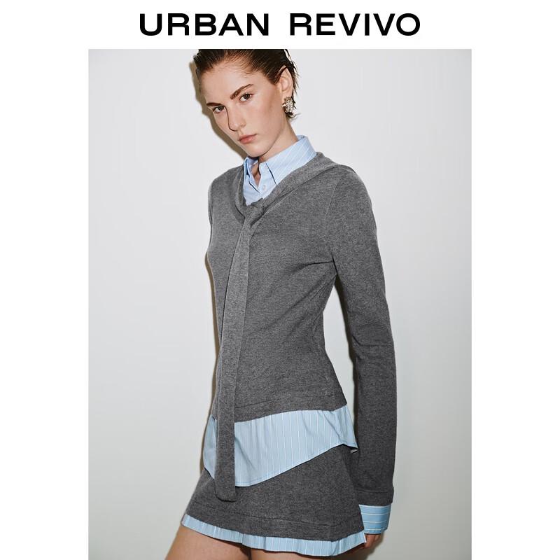 UR Women's College Style Faux Two-Piece Shawl Knit Top