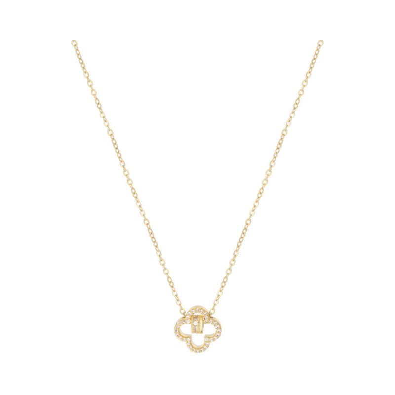 Four-leaf Clover Transfer Bead Necklace for Women with Small Waist Pendant Light Luxury and High-end Feel