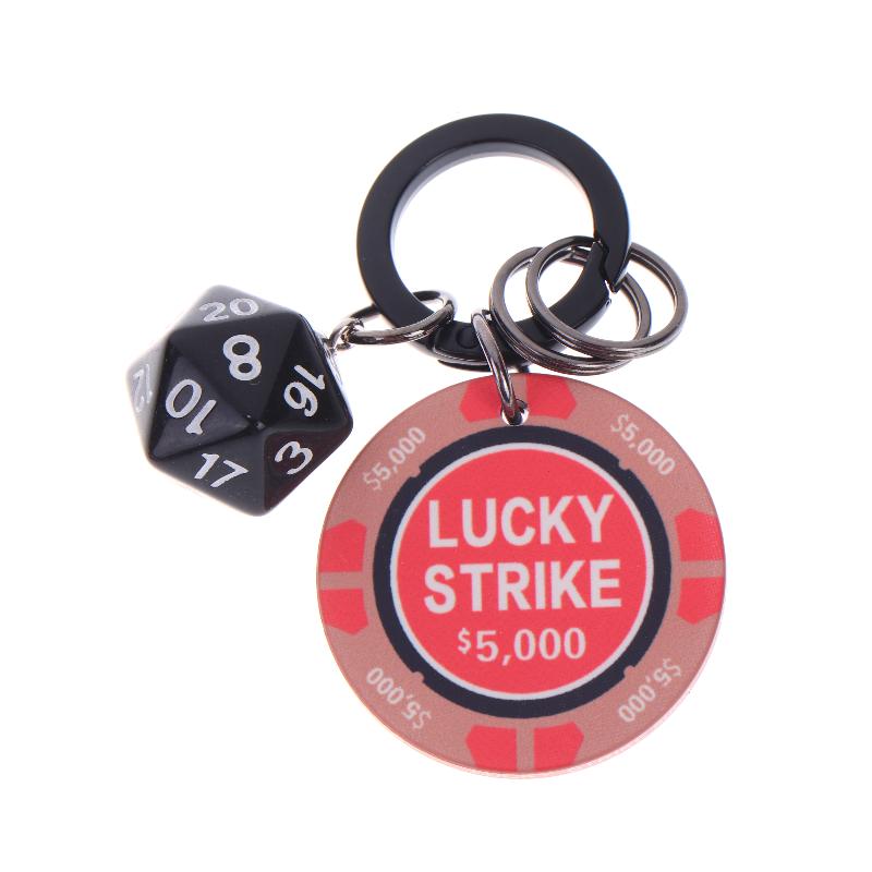 Ceramic Chip Lucky Dice Keychain Gaming Club Chip Pendant Multi Functional Round Chip Key Holder Pendant Keyring