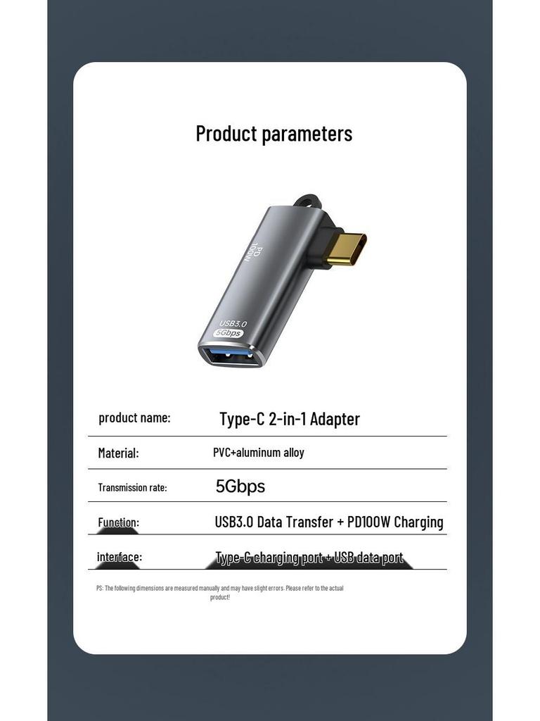 Type-C To OTG Adapter: High-Speed USB 3.0 Converter for Phones & Tablets, Fast Charging, PD 100W, 2-in-1