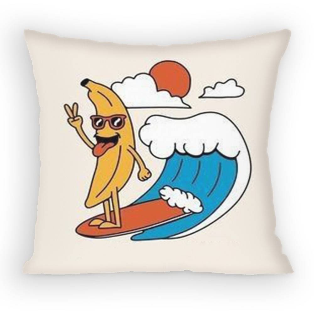 Summer Holiday Cartoon Fruit Beach Surfing Swimming Pillow Case Sofa Living Room for Bedroom Cushion Square Cushion Nap Time