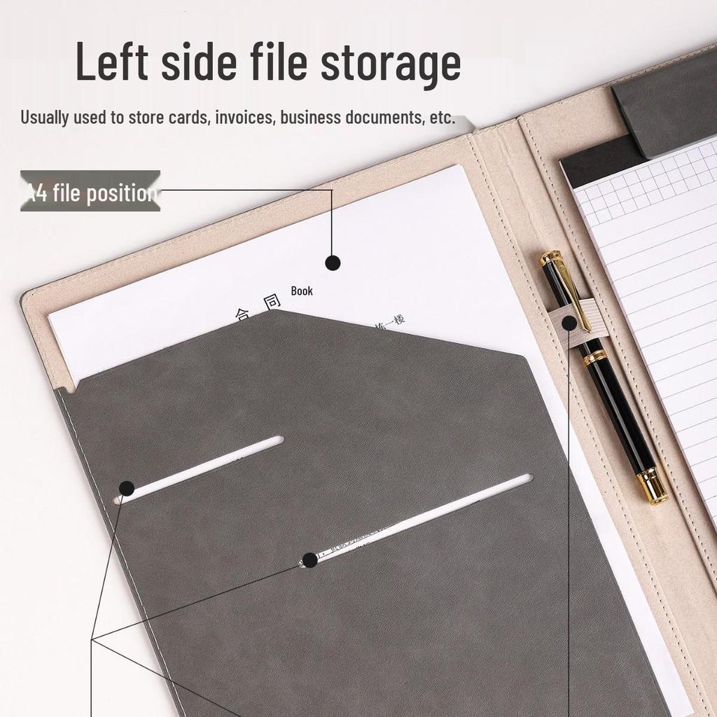 A4 Multifunctional Document Folder with Custom Clip and Logo Print.