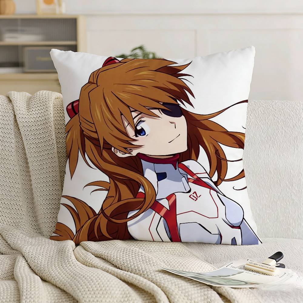 Asuka Langley Soryu Asuka Anime Girl Pillow Case Pattern Printed Pillowcase For Living Room Sofa Cushion Cover