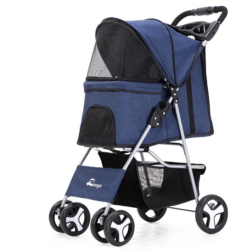 Foldable Lightweight Pet Stroller for Cats and Dogs - Four-Wheeled Design