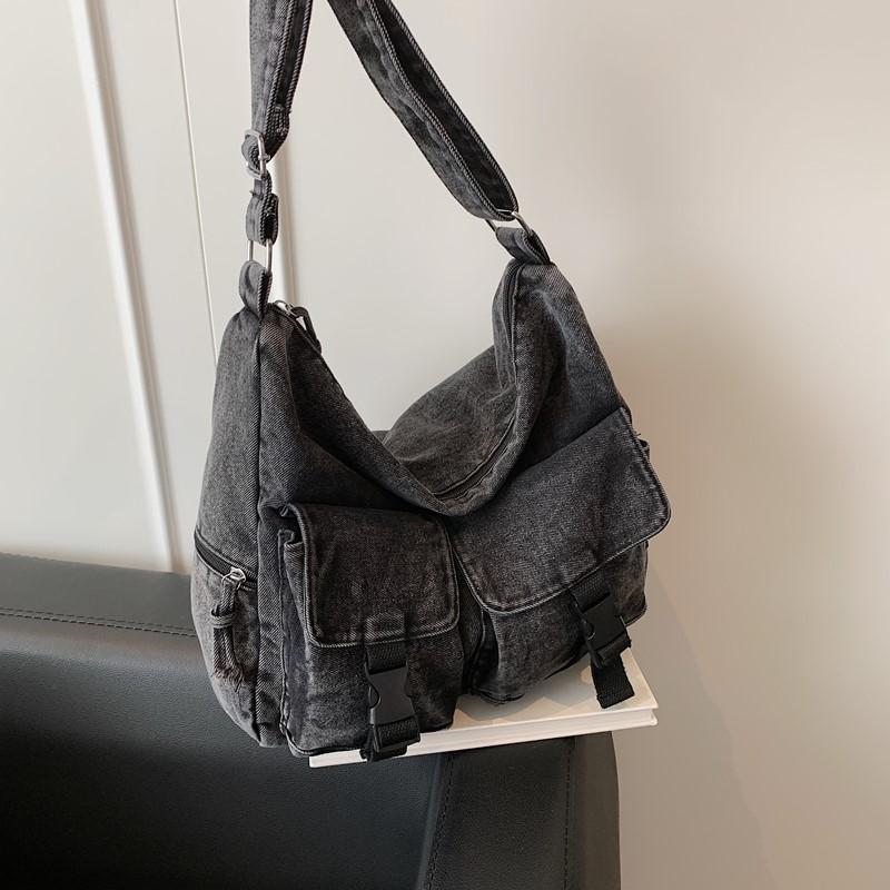 Damen Vintage Pendlertasche Große Kapazität Denim Umhängetasche