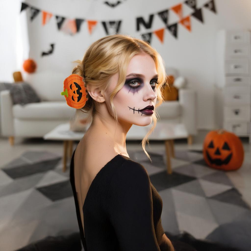 Cartoon Pumpkin Shark Hair Clip Halloween Party Hair Accessories Ponytail Holder for Women Girls decorations