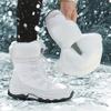 Women's Light-Colored Mid-Calf Winter Boots, Warm Fleece Lining, Plush Cuff Design, Fashion Footwear