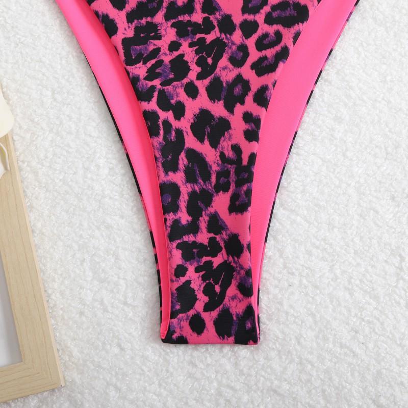 Leopard-print Sexy Bikini Suspender Swimsuit Women's High-class Beach Hot