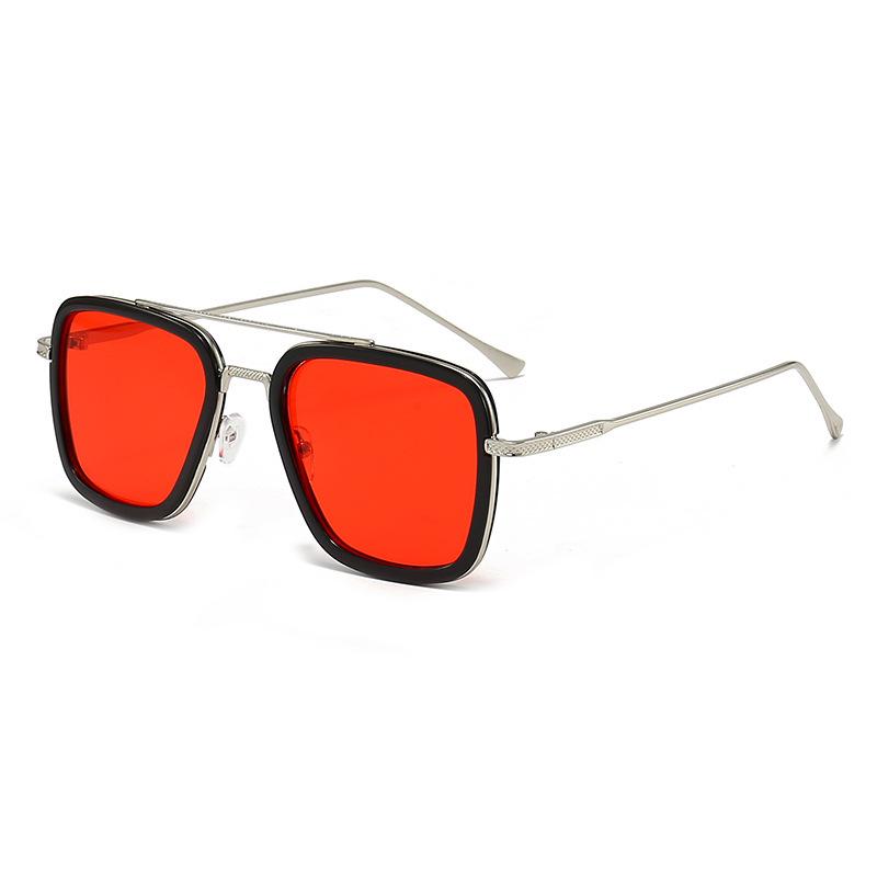 Trendy Unisex Double Beam Metal Square Frame Sunglasses for European American Fashion