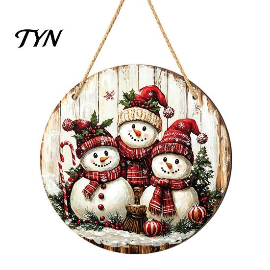 Xmas Door Hanger Christmas Wooden Hanging Sign, Gnome Snowman Angel Candle 2D Wood Plaque, Indoor Holiday Party Decor Vintage Wall for Home