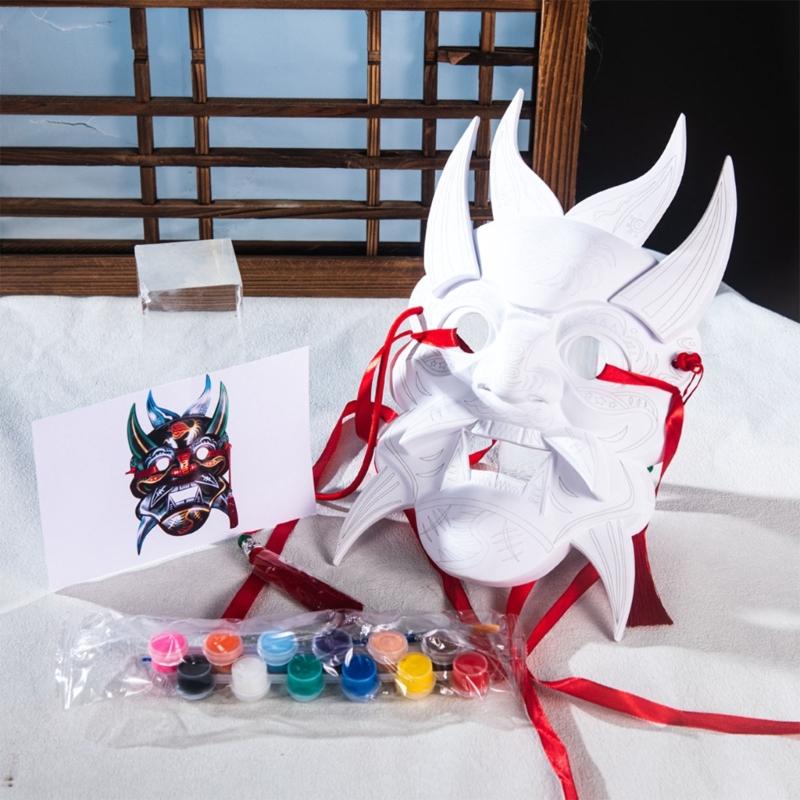 DIY Blank Paintable Mask Set Nuo Operas Mask for Artistic Projects,Theater,Halloween,Masquerade Parties,Classroom Arts