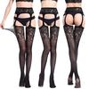 Lingerie Sexy en filet pour femmes, haut en dentelle, porte-jarretelles, bas de cuisse, collants
