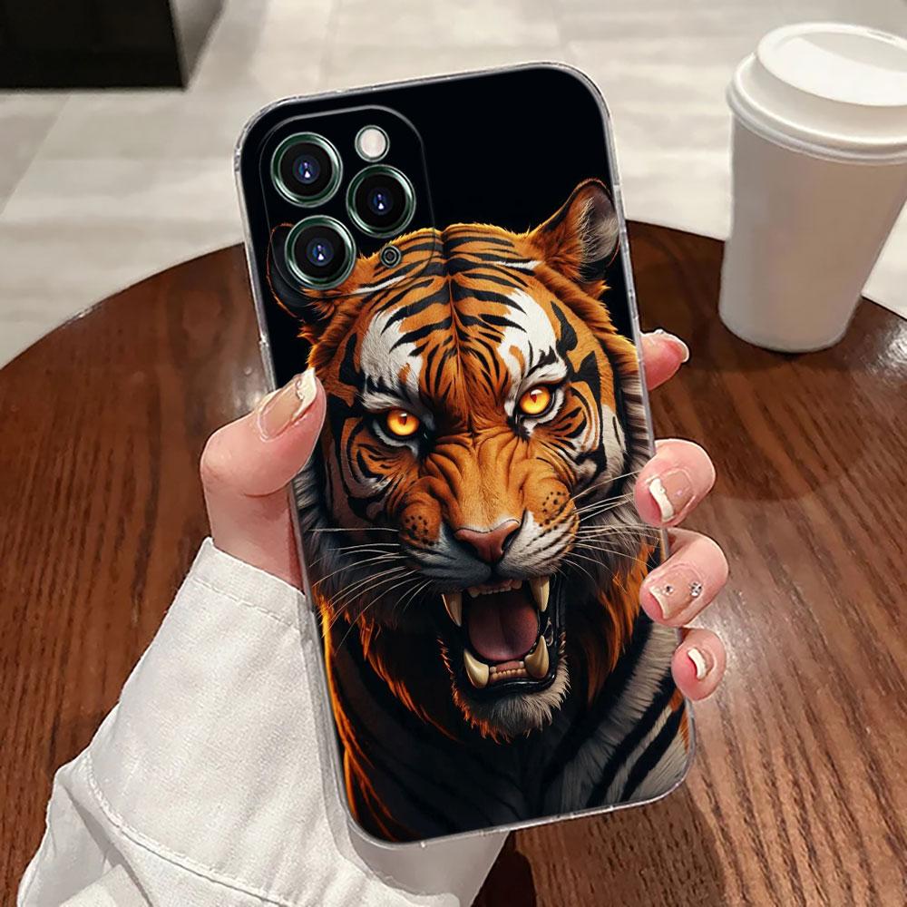 Tiger Animals Transparent Case For Apple iPhone 17 16 15 14 13 12 11 Pro Max 16 Plus 16E 17Air 17Pro Phone Cover Silicone Funda
