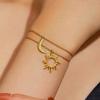 Women Adjustable Bracelet Asymmetrical Sun Moon Design Long Pendant Drop Earrings Face Slimming Jewelry