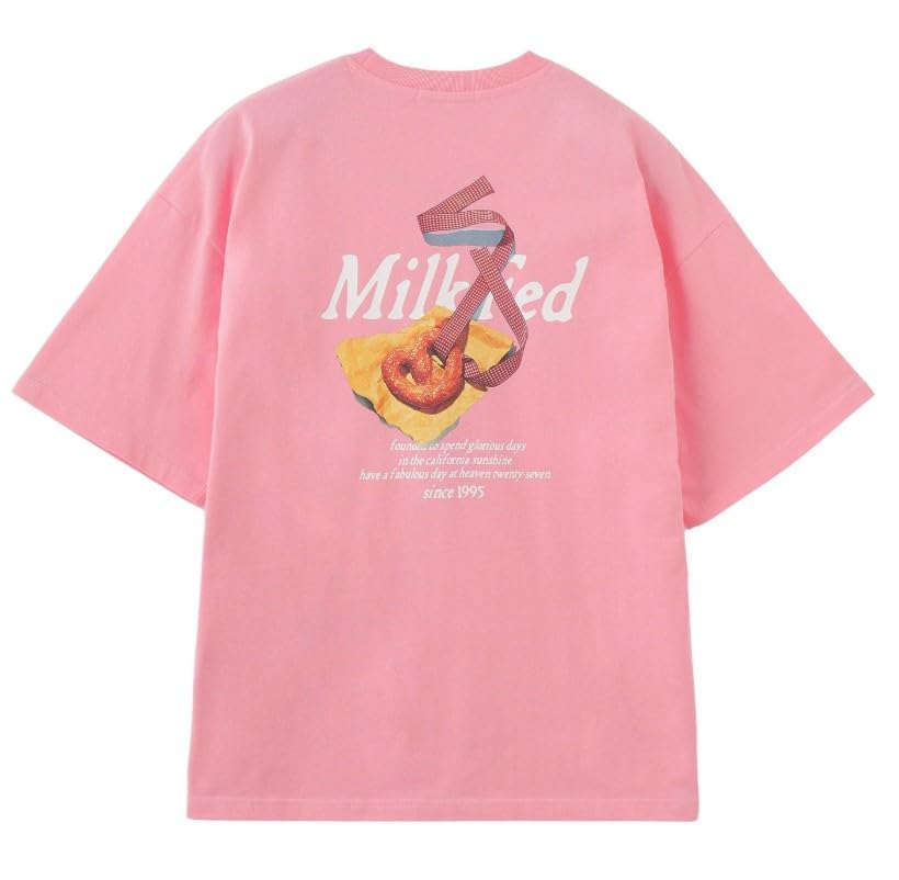 Milkfed Casual PRETZEL WIDE TEE In Pink Women's S/S