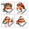 Bird Wall Decorations for Bedroom Christmas Sticker, Cute Watercolor Decals with Wreath/Scarf/Hat/Ear Warmer, PVC Waterproof Indoor Outdoor