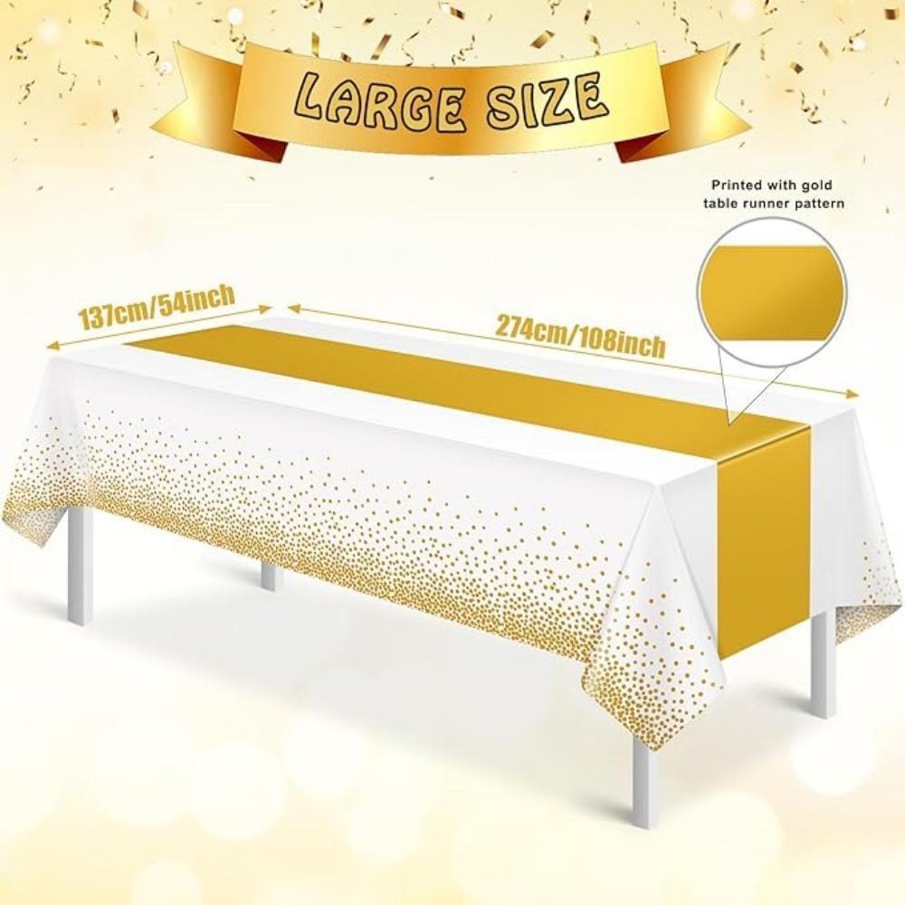 1PC/3PCS/5PCS Tablecloth Party Decorations Plastic Table Runner Disposable Cover for Birthday Anniversary Wedding Grad Party