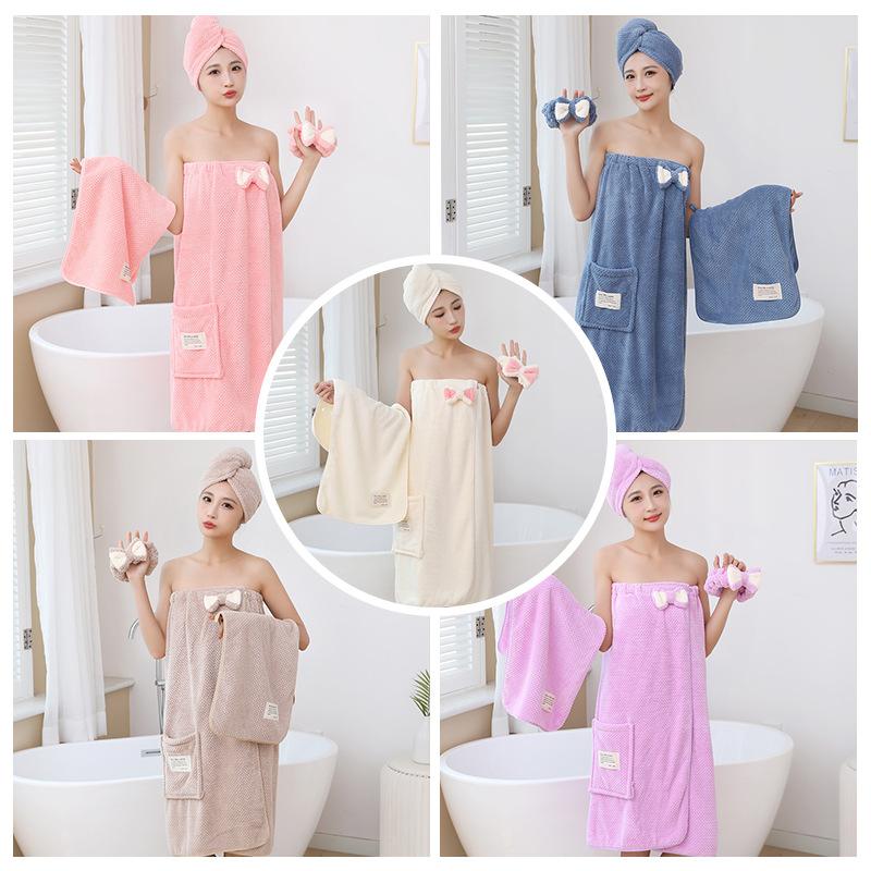 Large Women's Double Tone Strapless Shower Dress Set, Cute Knitted Pineapple Plaid New Item, Wearable Bath Towel