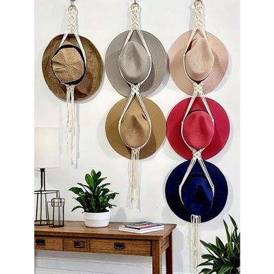 Boho Hat Hanger Cowboy Hat Rack With Tassel Modern Cap Display Hanging Organizer Hand Woven Baseball