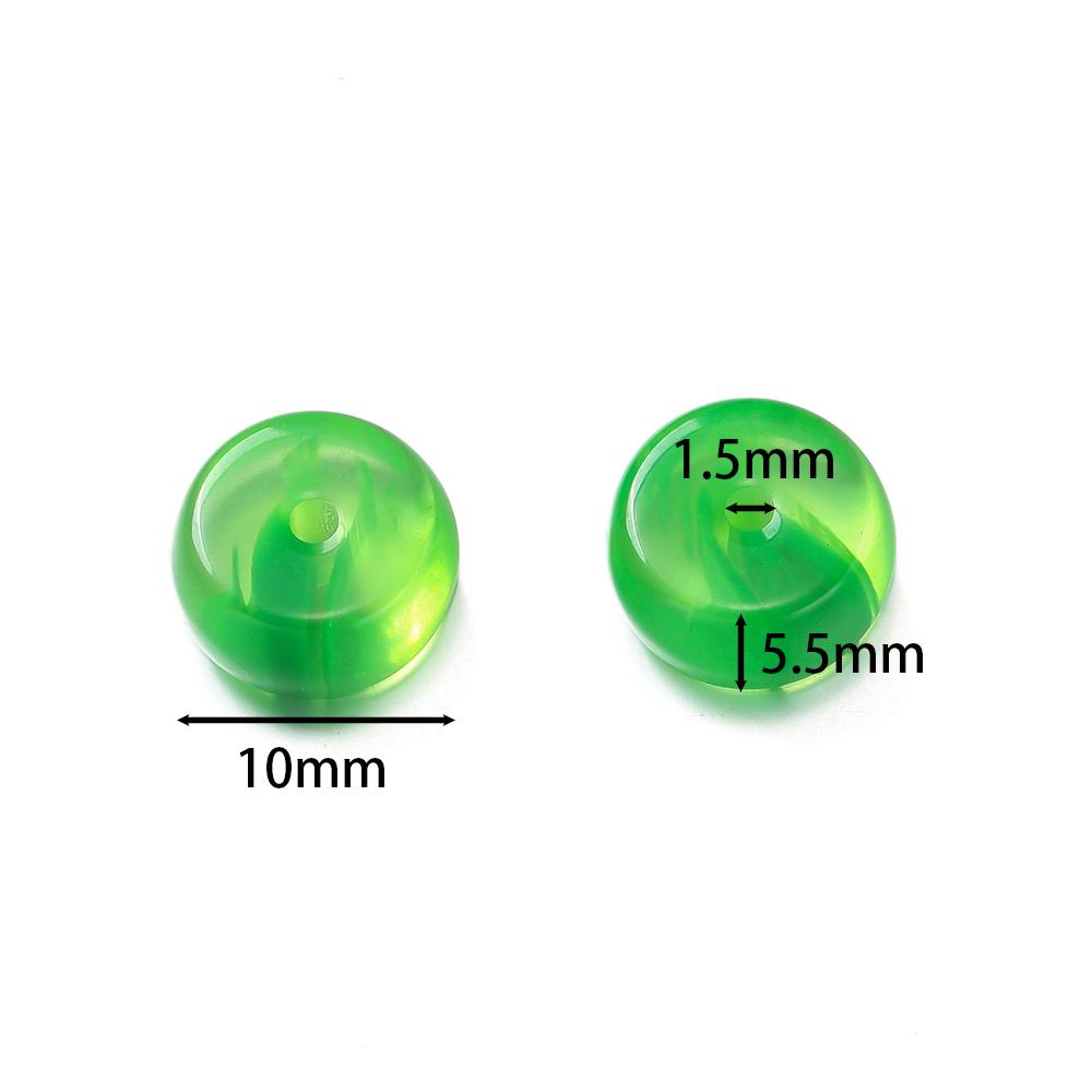 10pcs/Pack Mixed Color Resin Flat Round Beads Spacer Loose Charms Beads for DIY Bracelet Necklace Jewelry Making Accessories