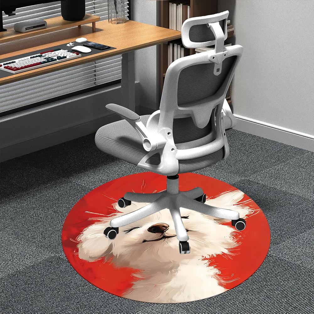 1PC Puppy Pet Office Round Area Rug,  Mat Suitable ForOffice, Under Office Chairs Bedroom Living Room Home Decor, Room Deco