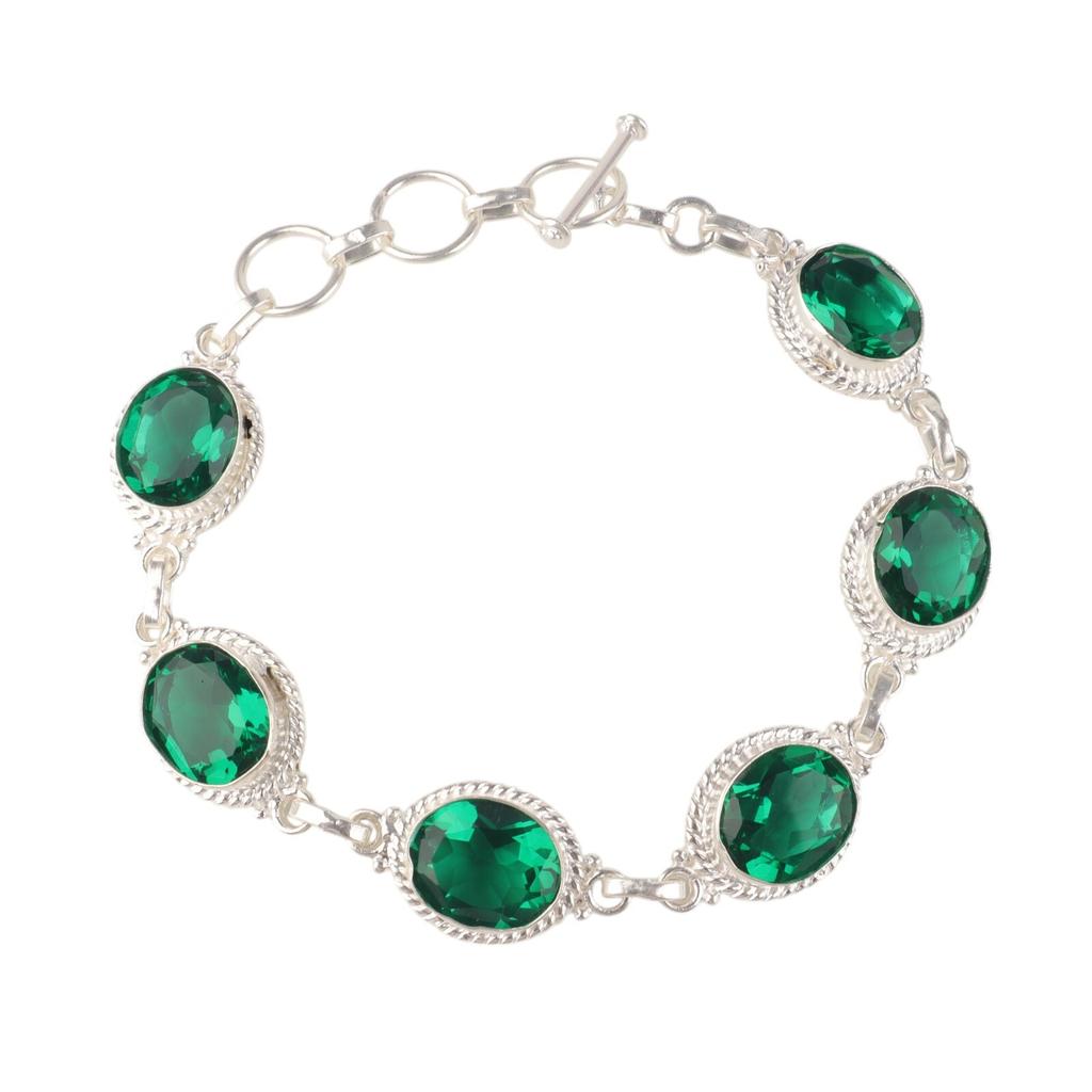 Piatră prețioasă Diopsid Crom 925 Argint Masiv Bijuterii Brățară Făcută Manual 8.5" Pentru Ea RB-2-2