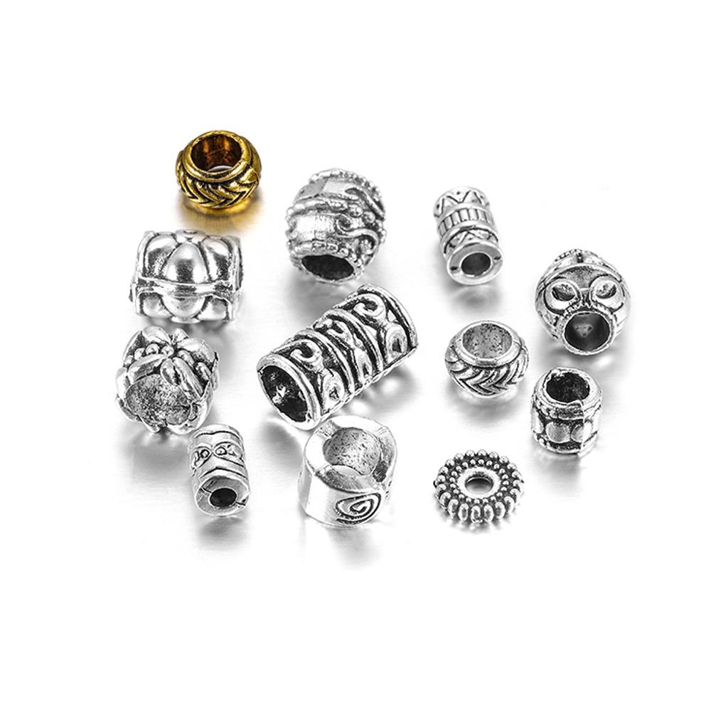 20pcs/lot Metal Big Hole Tibetan Antique Spacer Loose Beads For DIY Jewelry Making Finding Necklace Bracelet Accessories
