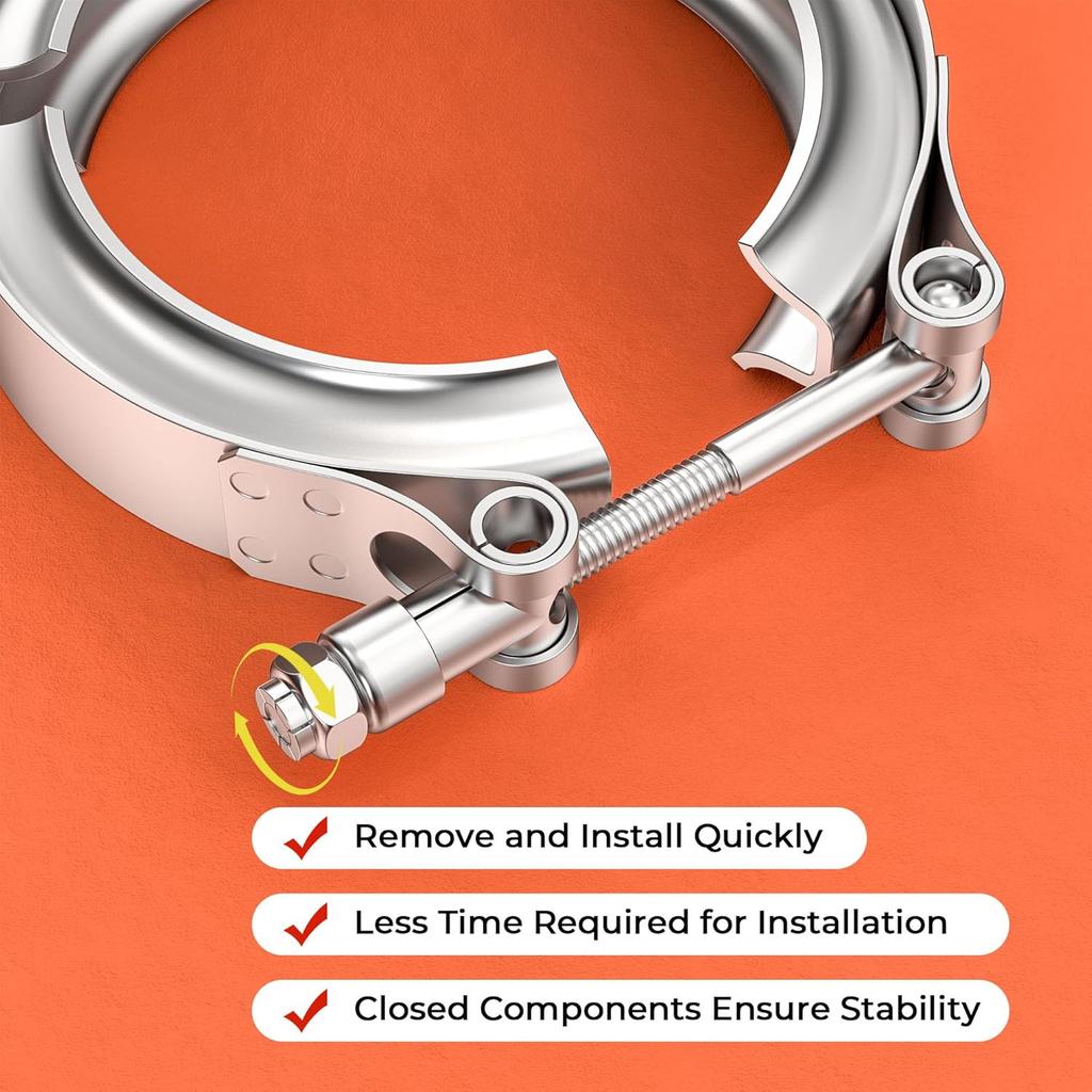 304 Stainless Steel 2.75 Inch 70mm Standard V Band Clamp Intercooler Turbo Exhaust Downpipe Vband Pipe Clamp Automotive V Clamp