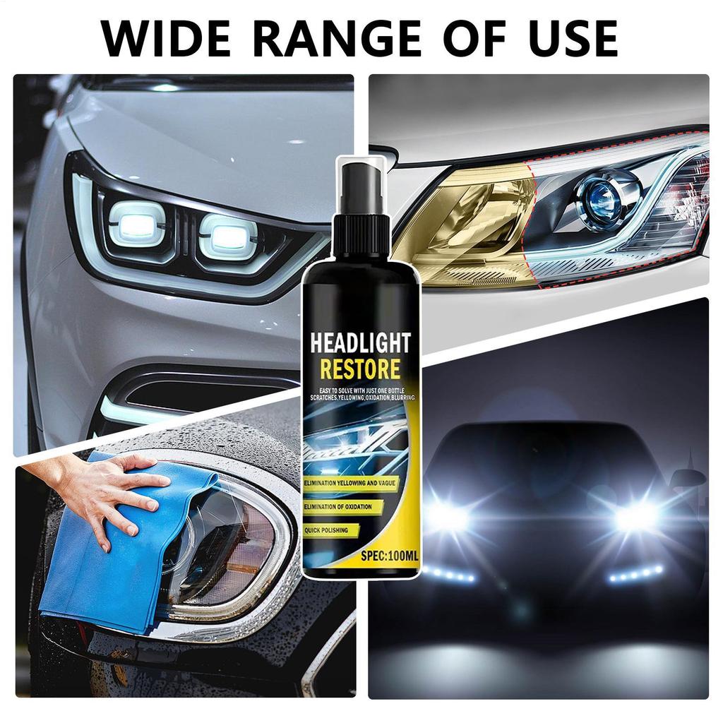 Headlights Restoration Kit Polishing Coating Cleaner Protection 100ml Car Light Cleaner Headlight Kit For Glass Lenses Detailing