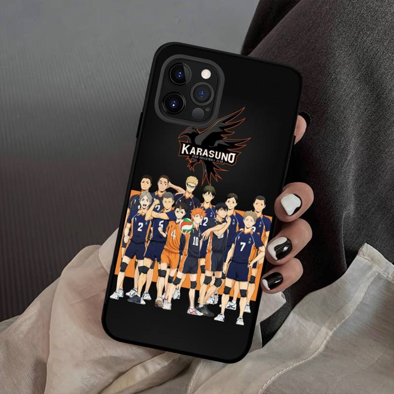 Anime Black Pouzdro na volejbal Haikyuu Silikonové měkké pro iphone 14 13 12 11 Pro Mini XS MAX 8 7 6 Plus X XS XR kryt