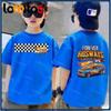 Fashionable and Casual Cute Cartoon Car Short Sleeved T-shirt for Boys and Girls