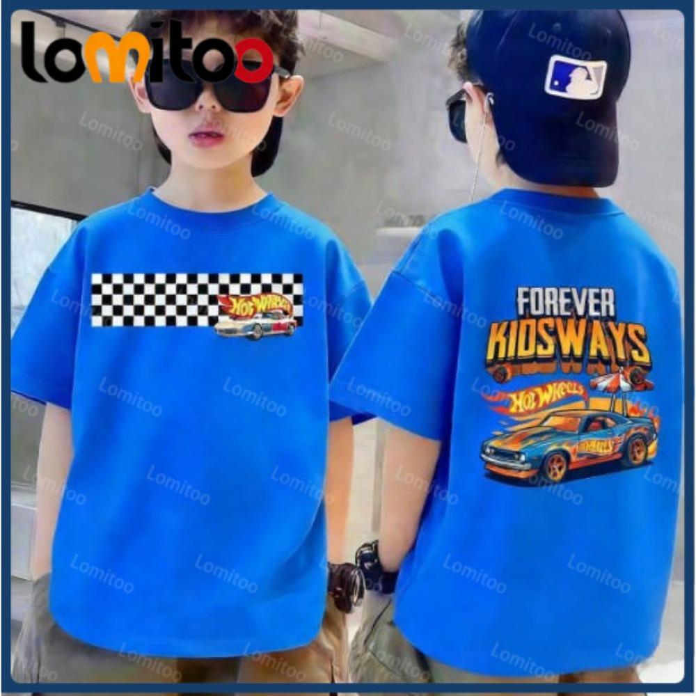 Fashionable and Casual Cute Cartoon Car Short Sleeved T-shirt for Boys and Girls