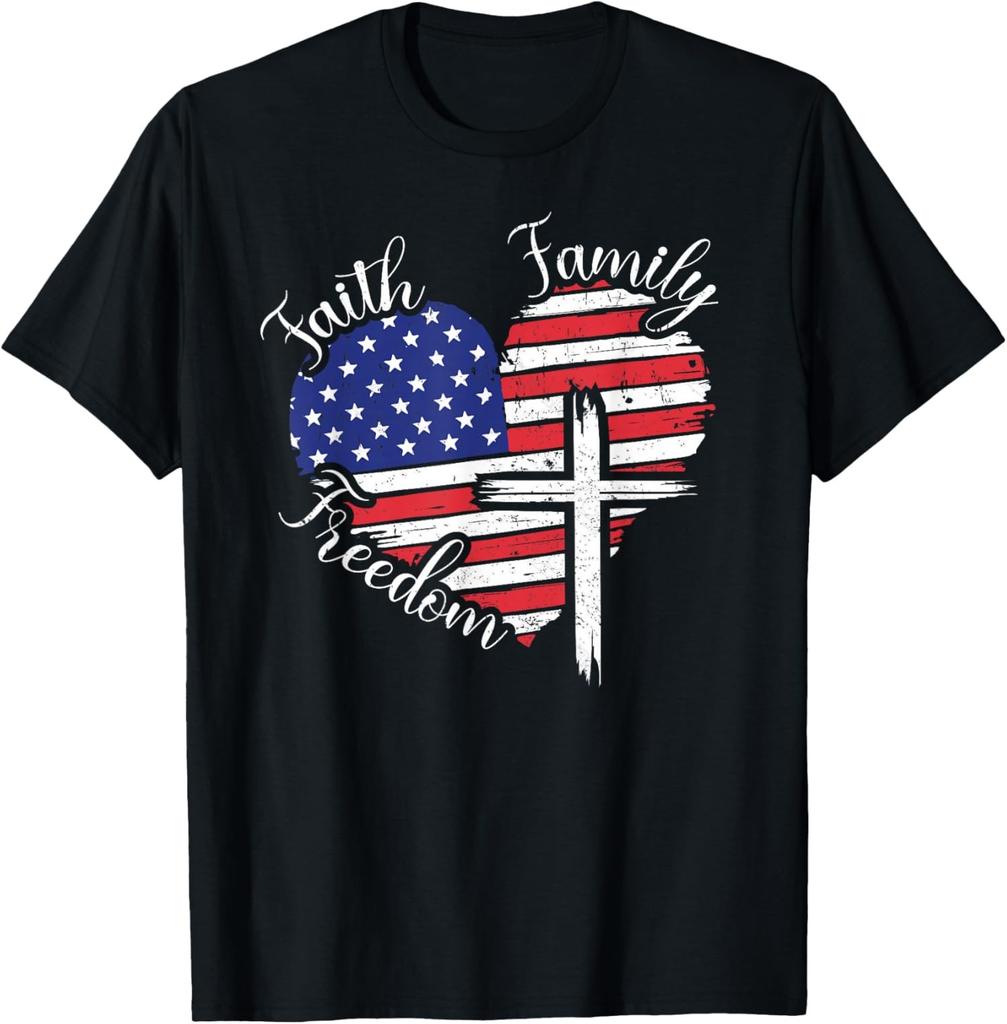 Faith Family Freedom Heart Christian July 4 Unisex T-Shirt