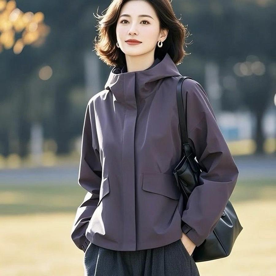 Korean Style High-End Special Edition Trendy Oversized Hooded Short Jacket Women Spring/Autumn Waterproof Coat