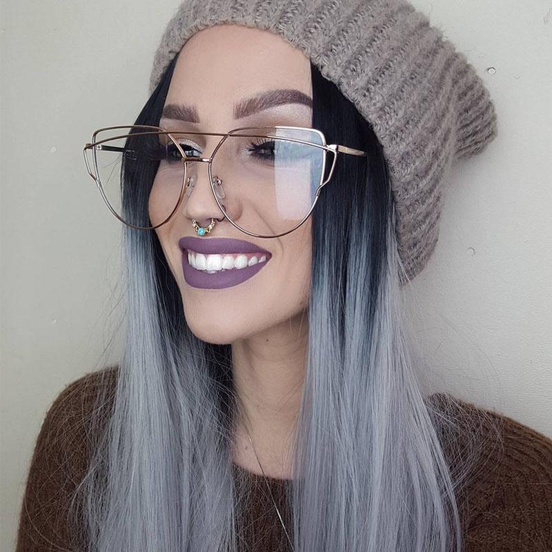 Stylish Cat Eye frame Vintage eyeglasses Women Oversized Metal Material Eyeglasses frame Men Clear Lens Design Eyeglasses Gold Optical Spectacle