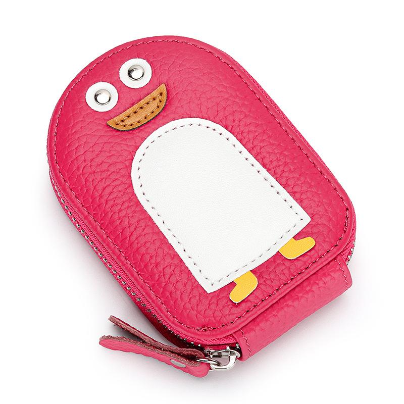 Card Bag Women's Leather Small Exquisite Cartoon Penguin Change First-layer Cowhide Cute ID