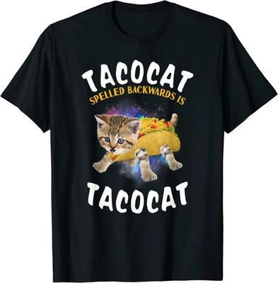 Tacocat Spelled Backward Is Tacocat Cats and Taco Lovers T-Shirt 100% Cotton O-Neck Short Sleeve Casual Mens T-shirt Size S-3XL
