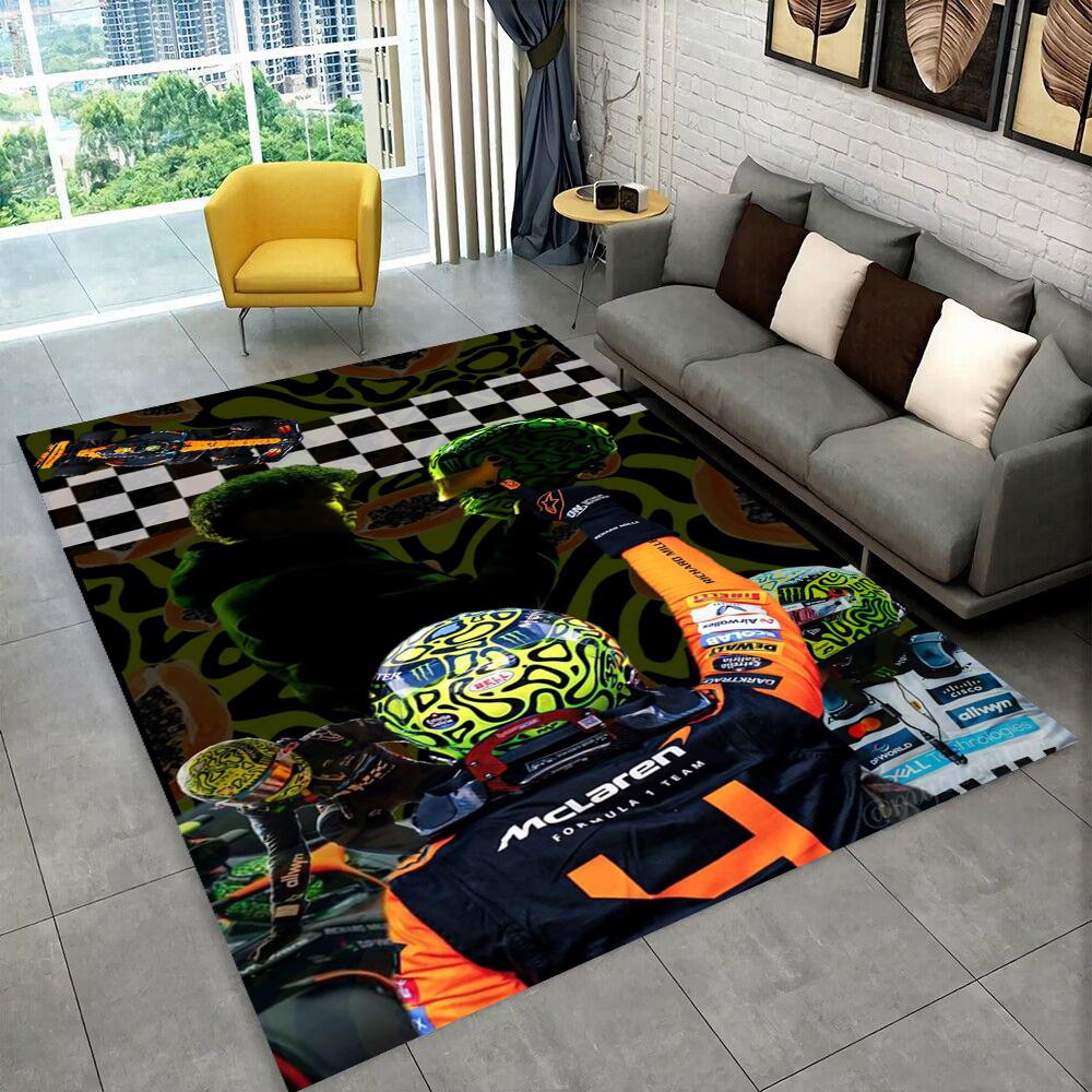 3D Lando Norris F1 Racer Vloerkleed, Tapijt voor Woonkamer Slaapkamer Bank Deurmat Decoratie, Kinderspeel Anti-slip Vloermat Cadeau 40x60cm(15x23in)