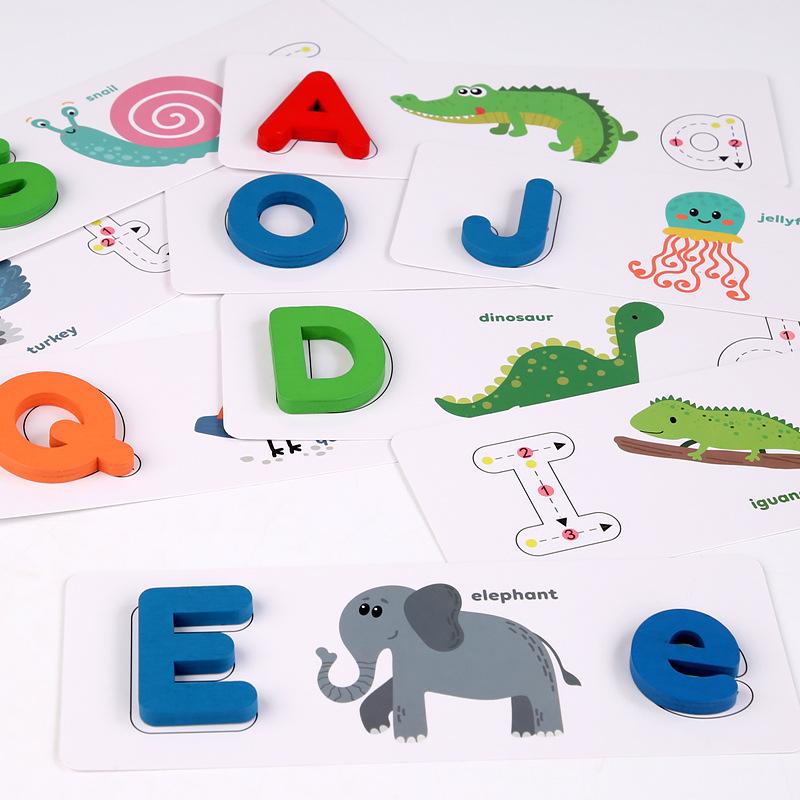 Early Education Word Spelling Game Children'S Enlightenment Cognition 26 English Letters Case Word Card Spelling Practice